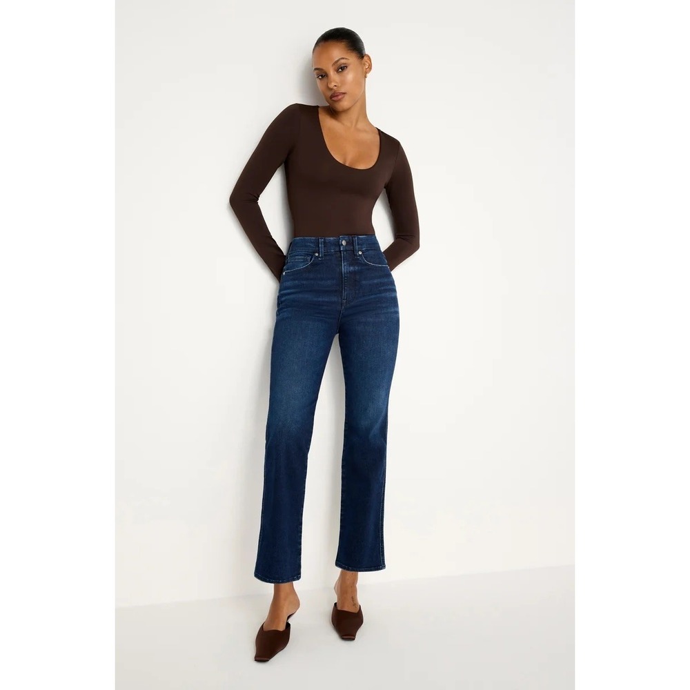 Good Curve Straight Good American 18 High Rise Dark Wash Straight Leg Jeans